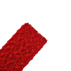 Fita de tule bordada - vermelha 38mm (3 metros)