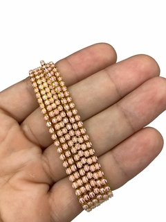 CORRENTE COM PEDRAS 2,5MM - ROSA CLARO (metro) METAL DOURADO