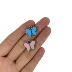 Pingente borboleta rosa/azul (4 unid.) Metal Prata - comprar online