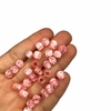 Miçanga - Dado translúcido rose com letras brancas - 6mm (50 gramas)