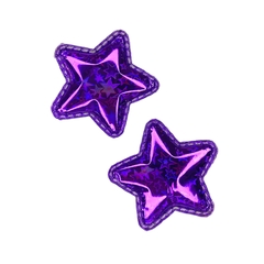 APLIQUE ESTRELA METALIZADA (com estrelinhas) acolchoada (3 unidades) - ROXO