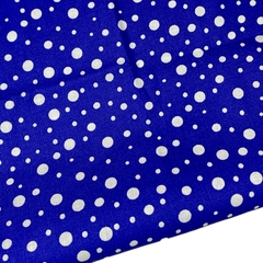 Tecido tricoline estampado (35x45cm) - Azul poá branco