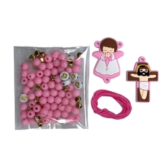 Kit terço infantil 6mm - Rosa claro