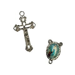 Entremeio + crucifixo Nossa Senhora de Lourdes - Metal prata