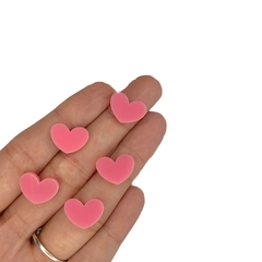 Aplique mini coração Rosa médio (10 unid.) Acrílico