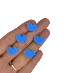 Aplique mini coração Azul (10 unid.) Acrílico