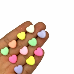 Miçanga - Corações candy colors fosca (25 gramas) 13mm