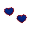 Aplique coração relevo junino - azul e vermelho (2 unid.) Emborrachado