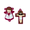 Apliques religiosos para terço mini crucifixo e anjinho (1 de cada) - Pink