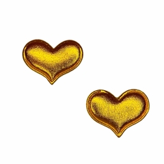 Aplique coração metalizado (3 unid.) - Ouro