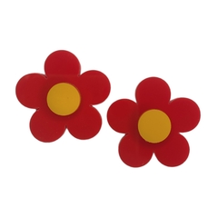 Aplique flor - Vermelha miolo amarelo (2unid.) acrílico