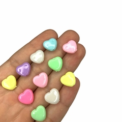 Miçanga - corações candy colors achatado 11mm - 25 gramas