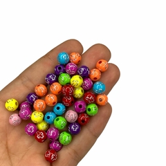 MIÇANGA - BOLA COLORIDA COM CRUCIFIXO PRATA 8MM - 50 GRAMAS