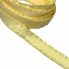 Fita gorgurão bordinha frufru (para encapar tiara) - 10mm (3 mts) - Amarelo bebê