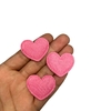 Aplique coração veludo cotelê - rosa médio (3 unid.)