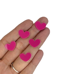 Aplique mini coração Pink (10 unid.) Acrílico