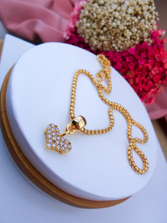 Colar Folheado Dourado Coração Strass #CF0601075 - comprar online