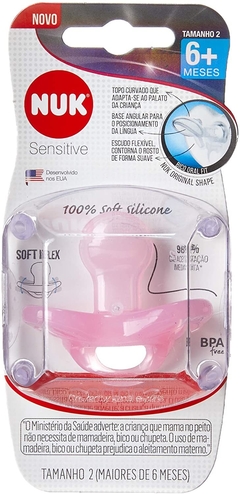 Chupeta Sensitive Soft 100% Silicone Rosa S2 - NUK