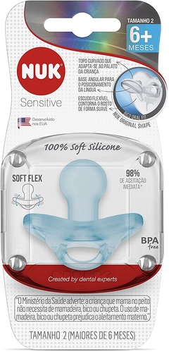 Chupeta Sensitive Soft 100% Silicone Azul S2 - NUK
