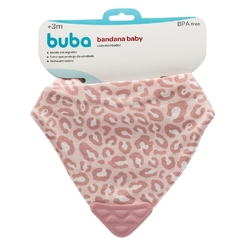 Babador Bandana Baby com Mordedor Animal Print Rosa - Buba Baby - comprar online