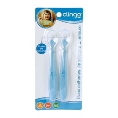 Kit com 2 Colheres de Silicone Premium Azul - Clingo - comprar online