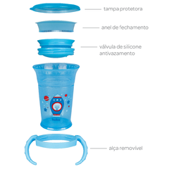 Copo de Treinamento 360 com Alças Removíveis e Tampa Azul 210ml - Buba Baby - loja online