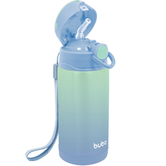 GARRAFA TÉRMICA EM INOX COM CANUDO AZUL E VERDE 400ML - BUBA BABY - comprar online