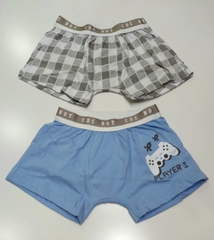 Kit 2 Cuecas Boxer Gamer - Cara de Criança