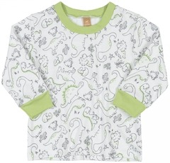Pijama Longo Dino Branco com Verde - Up Baby na internet