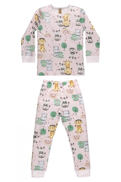 Pijama Longo Filhotes Raimbow Rosa - Up Baby - comprar online