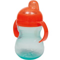 Copo com Bico de Silicone Verde e Laranja 350ml - Buba Baby