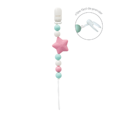 Prendedor de Chupeta em Silicone Estrelinha Rosa - Buba baby - comprar online