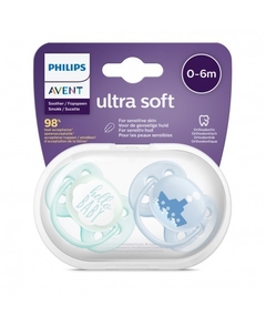 Chupeta Ultra Soft Decorada Dupla 0 a 6 meses menino - Avent na internet