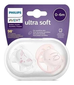 Chupeta Ultra Soft Decorada Dupla 0 a 6 meses menina - Avent - Pequeno Mundo Imports - CNPJ: 27.082.934/0001-76
