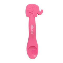 Colher de Silicone Elefante Rosa - Clingo