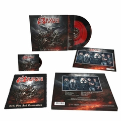 SAXON HELL, FIRE AND DAMNATION BLACK VINIL HEAVYWEIGHT LP RED, TAPE CASSETTE RED & SLIPMAT 2024 (cópia)