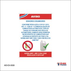 Adesivo Aviso Galão/AID-EX-0008