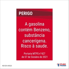 Adesivo Gasolina Contem Benzeno Extra / AID-EX-0023