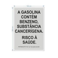Adesivo Gasolina Contem Benzeno / AID-TR-A0032 - comprar online