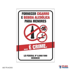 Adesivo Cigarro e Bebida Para Menores é Crime 210x150mm / AID-TR-AC003