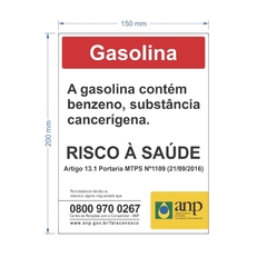 Adesivo ANP Gasolina Benzeno / AID-TR-SB0009-200X150mm - comprar online