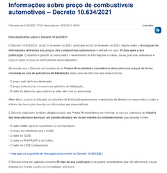 Placa Decreto 10.634 ANP - SINCOPETRO Preço Digital na internet
