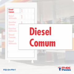 Placa Acrílico Vermelho Diesel Comum Para Painel de Preço - Com Iluminação - PP017
