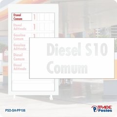 Placa Acrílico Transparente Diesel S-10 Comum Para Painel de Preço - Com Iluminação - PP083 - PP106