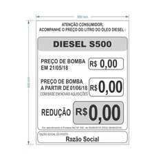 Placa Resolução ANP Preço Diesel S500 / PSD-TR-PL0012 - comprar online