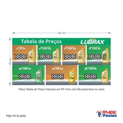 Placa Tabela de Preço Lubrax - PSD-TR-PL0050