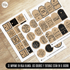 Kit Imprimible Tags Etiquetas Kraft Madera en internet
