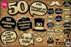 Photo Booth 50 Años Imprimible Cumple Props Glitter en internet