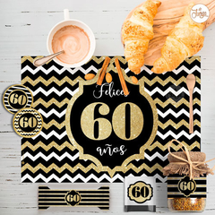 Kit Imprimible 60 Años Glitter. Deco cumpleaños Super completo (copia) - comprar online