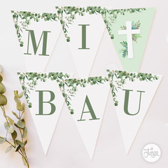 Imagen de Kit imprimible Bautismo Hojas Verdes Deco y Candy Bar